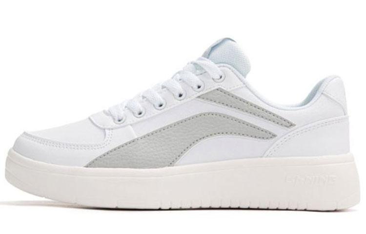 Li Ning Synthetic Leather Slip Resistant Abrasion Resistant Low Top Skateboard Shoes Men's White Gray AGCP335-5