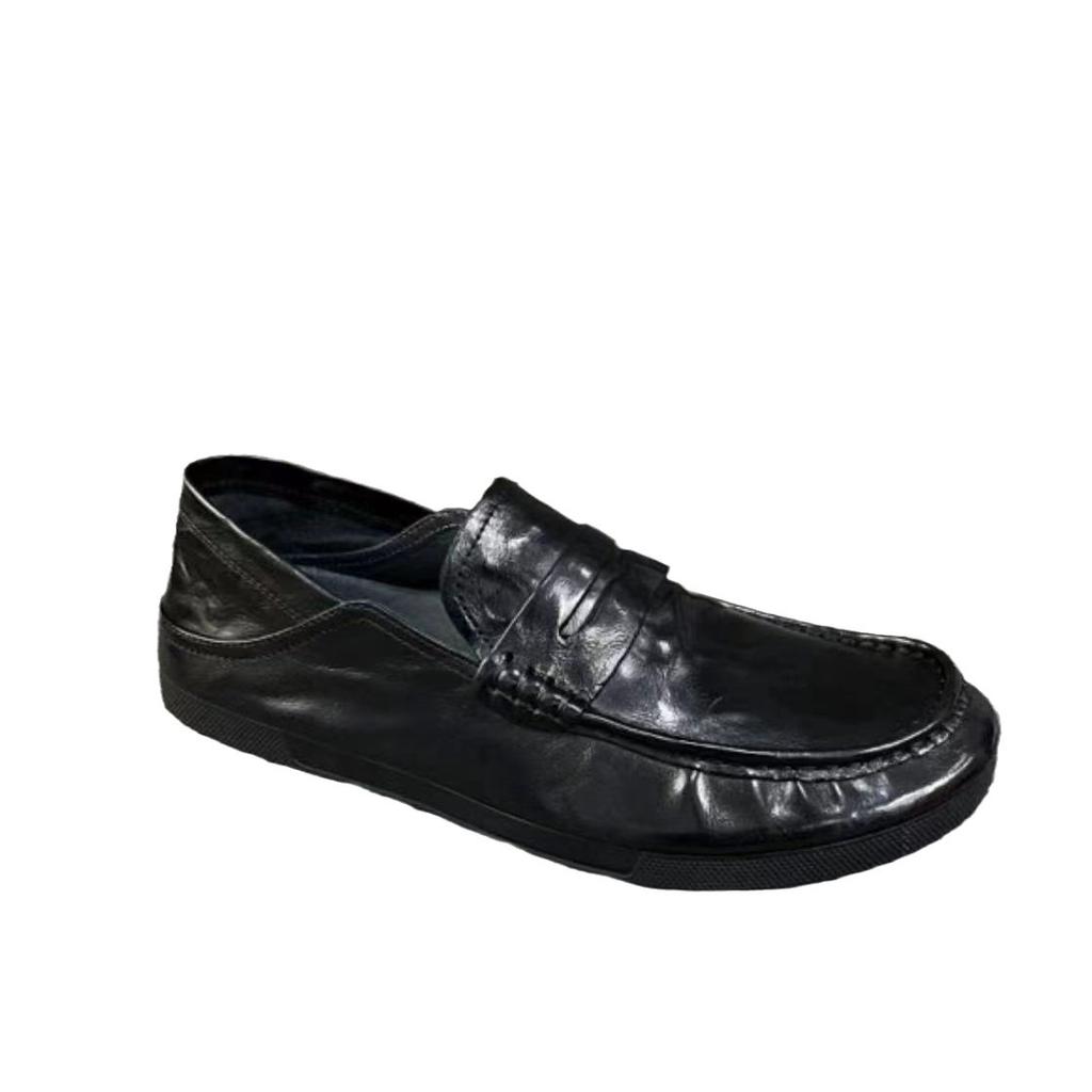 Echtes Leder Doudou Schuhe Herrenschuhe neue Slipper Trendschuhe Herren Koreanische Version vielseitig Ein-Pedal-Fahren lässige Lederschuhe