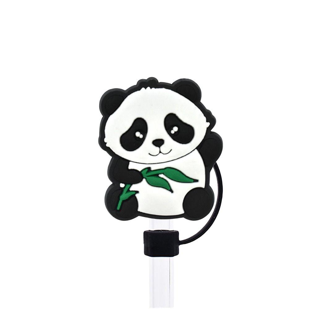 Portable Cute Panda Straw Tips Covers Good Sealing Dust-Proof Straw Topper Party Supplies Straw Tips Lids for 10mm Straw