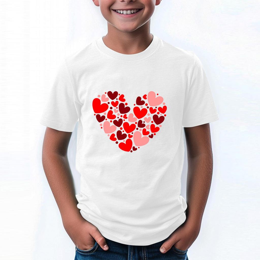 Koszulka dla chłopca i dziewczynki na Walentynki Słodkie koszulki z serduszkami dla dzieci Koszulki walentynkowe dla dzieci