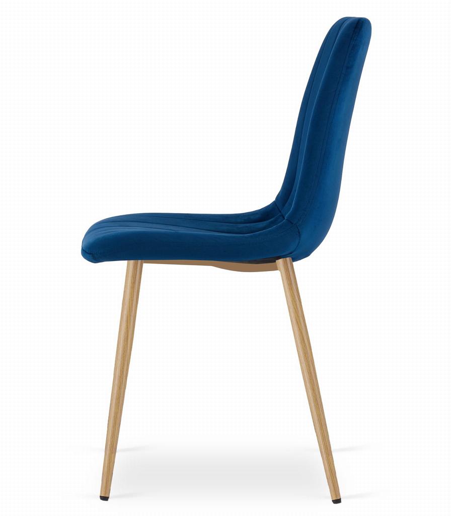 LAVA chair - navy blue velvet / wood-colored legs x 2