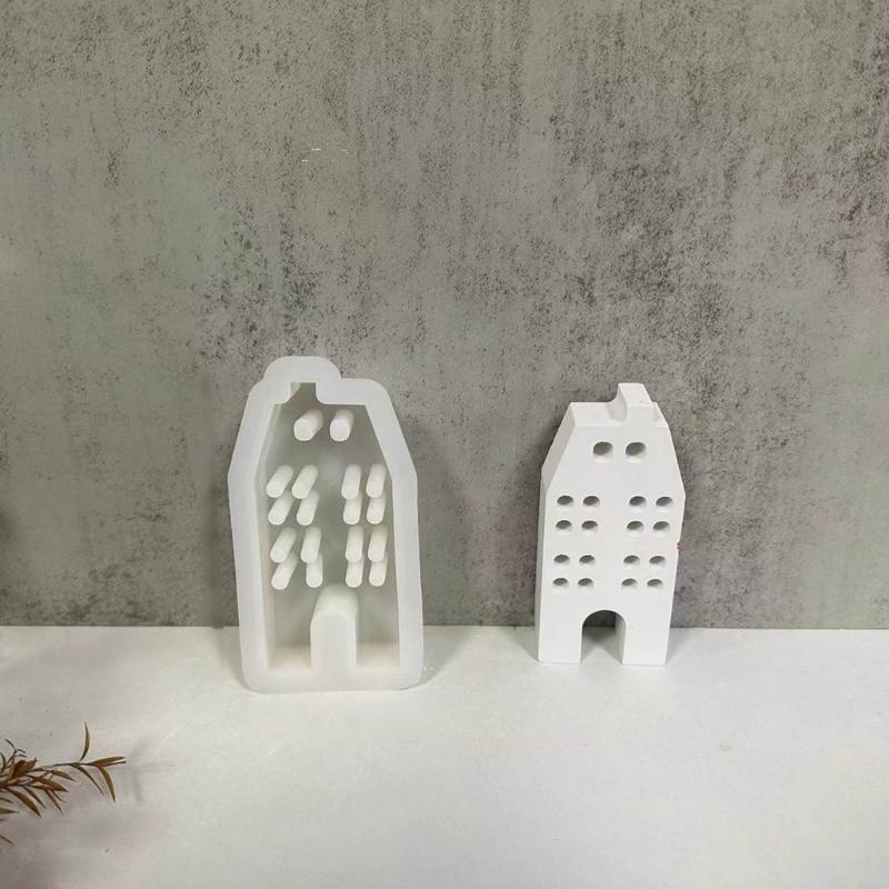 House Candle Molds Multiple Window House Resin Molds for Making Candle Cake Fondant Room Decorations Gypsum Ornaments
