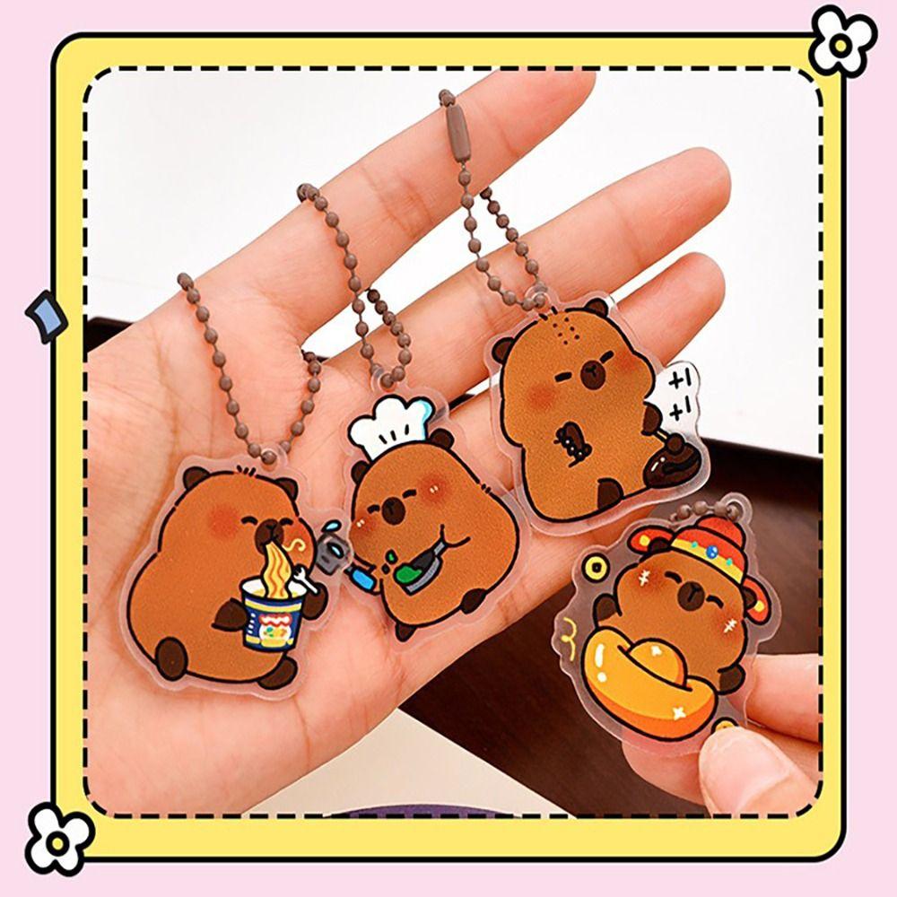 Cute Capybara Keychain Pendant Acrylic Keychain Decoration Lover Gift Acrylic Keychain  for Girl