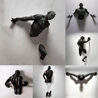 Creative Simulation Human Sculpture Pendant Wall Decor Metal Human Sculpture Wall Art Hanging Ornament For Living Room   Description: