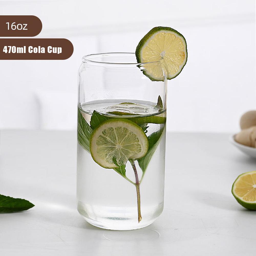 470ml/550ml Glass Cup with Bamboo Lid and Straw Bubble Tea Cup Glasses Cups Transparent Beer Can Coffee Cup Cold Wine Cola