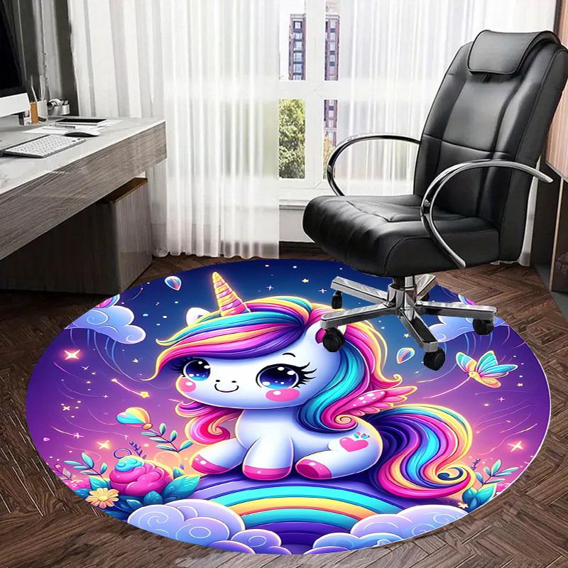 1pc Office Carpet Chair Mats Rainbow Unicorn Fantasy Night Perfect for Decorating Office Chairs, Living Rooms, Or Bedrooms.YDT238