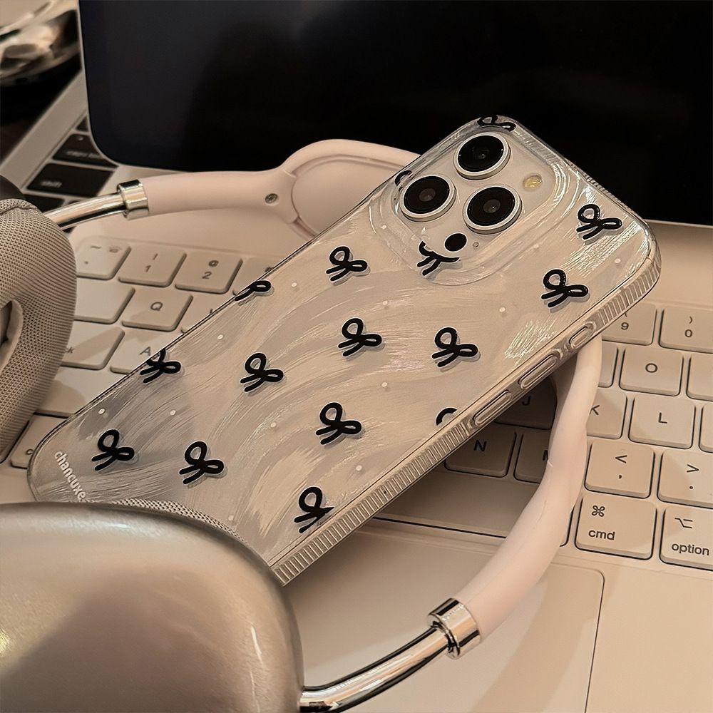 Luxury Laser Silver Bow Knot Case for iPhone 17 Air 16 15 14 13 12 11 Pro Max Plus 16E 7 8 SE2 X XS XR Shockproof Bumper Fundas