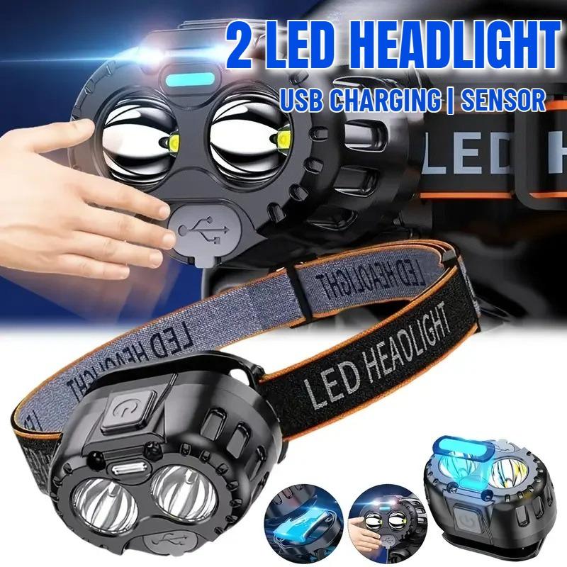 20W LED Headlamp with Wave Sensor Waterproof, Hands-Free Lighting for Work Outdoor Fishing Camping Hiking & Emergency Use