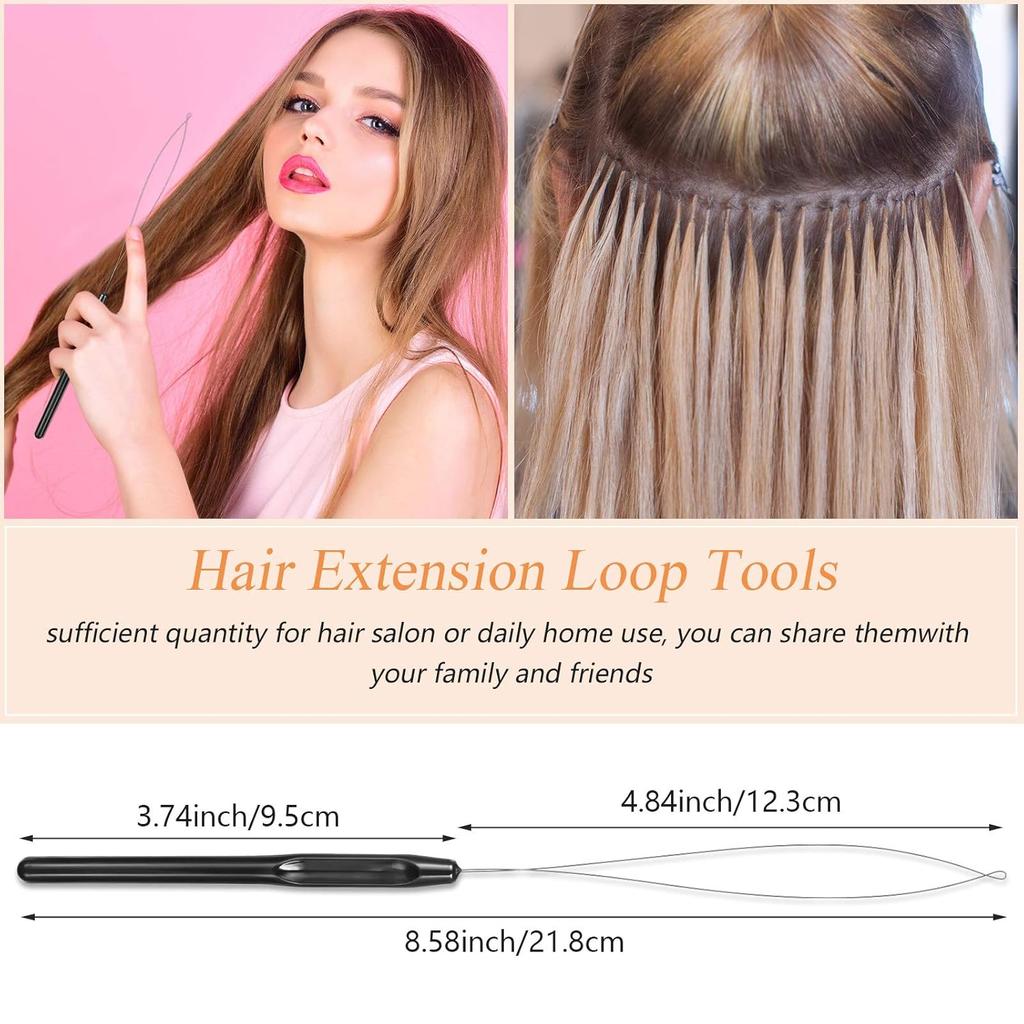 100 Pieces Hair Extension Tools and Bead Device Tool for Hair or Feather Extensions Supplies,DIY Wig Hook Tool Loop Tools