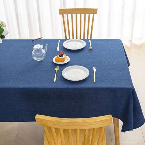 IceSof High-Quality Rectangular Tablecloth, 140x220cm, Blue, Solid Color, Heavyweight Polyester, Lightly Water-Repellent, for Kitchen, Dining, Parties