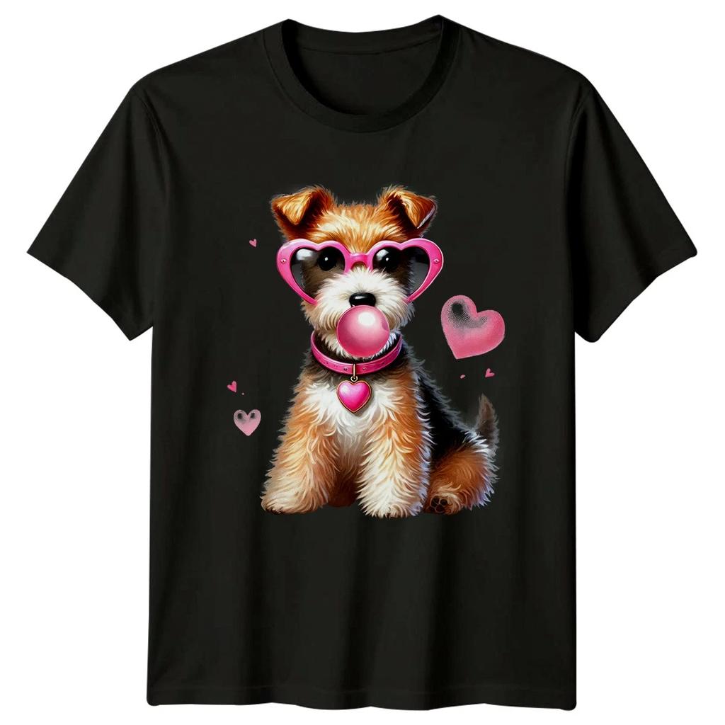 Cute Dog Heart Glasses Bubblegum Dogs Animals Mens T-Shirt Womens Tee Graphic