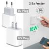 PD 20W Fast Charging For Samsung iPhone 16 15 14 13 Pro Max Ipad Phone Quick Charger EU US Plug Type C Charger Cable Accessories