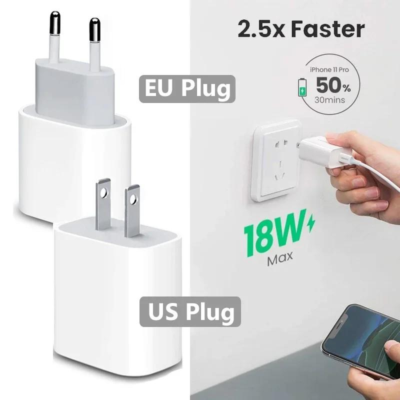 PD 20W Fast Charging For Samsung iPhone 16 15 14 13 Pro Max Ipad Phone Quick Charger EU US Plug Type C Charger Cable Accessories