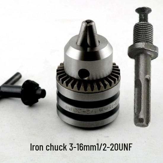Multi-function Rotary Hammer to Electric Drill Adapter: Round/Square Shank, Four-Flute, Round Head