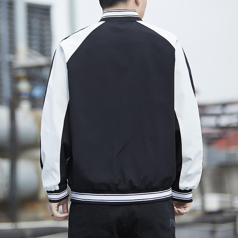 2026 Men's Spring Color Block Casual Jacket - Comfortable, Loose, Trendy Stand Collar Sportswear