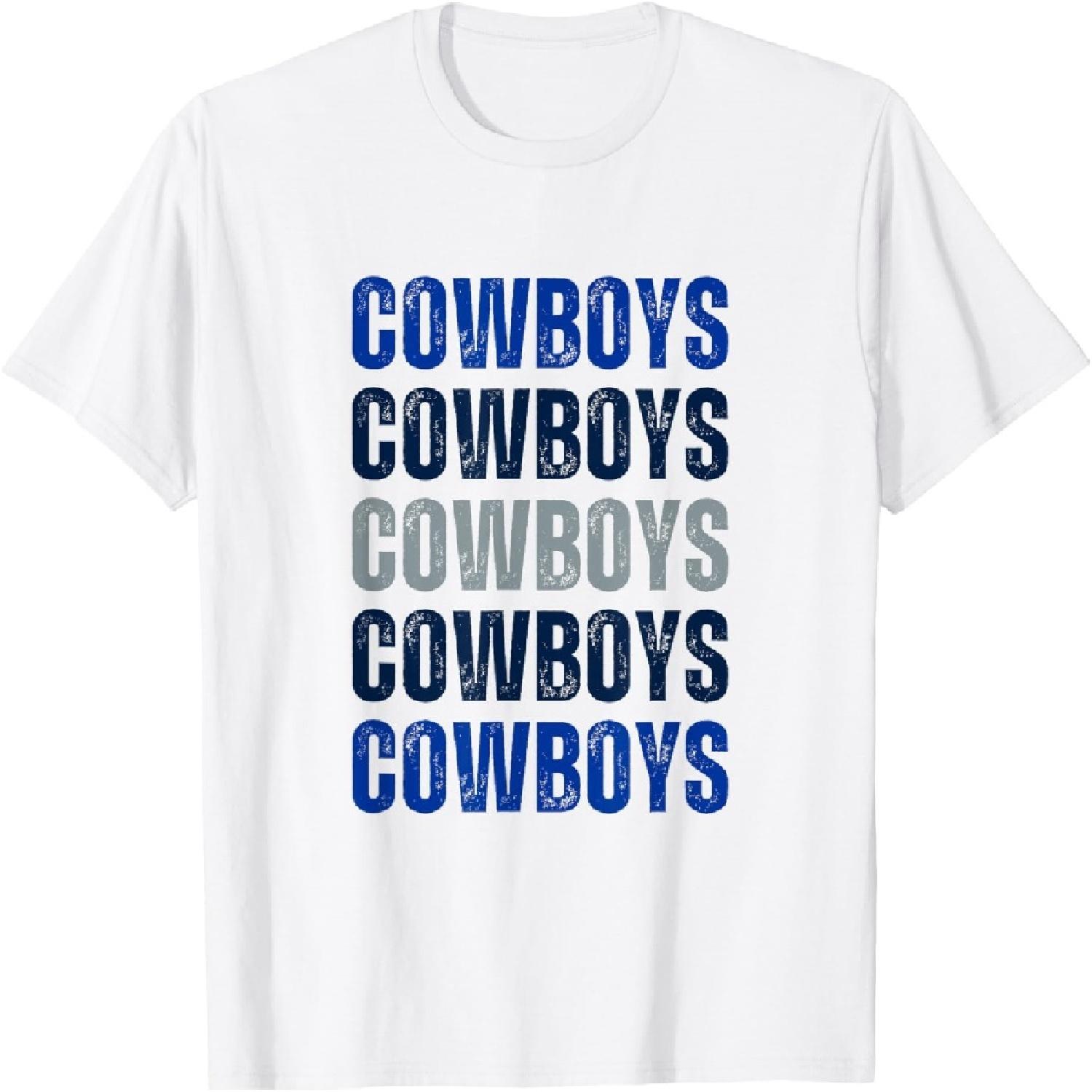 Cowboys Blue Print Vintage Western Graphic T-Shirt S