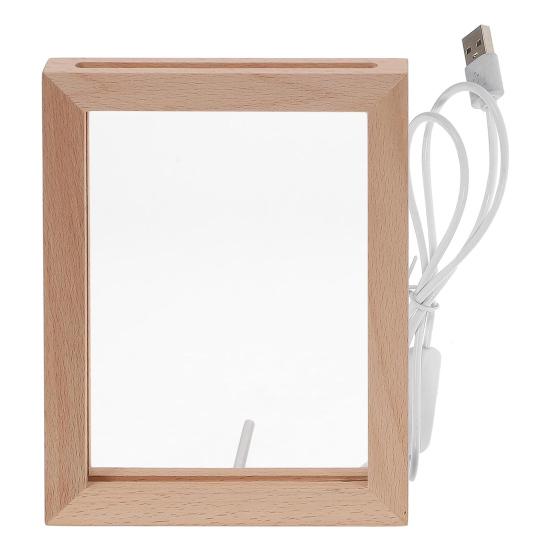 Light-up Photo Frame LED Glowing Picture Stand Lighted Wooden Picture Frame Desk Light for Home Bedroom Living Room Decor