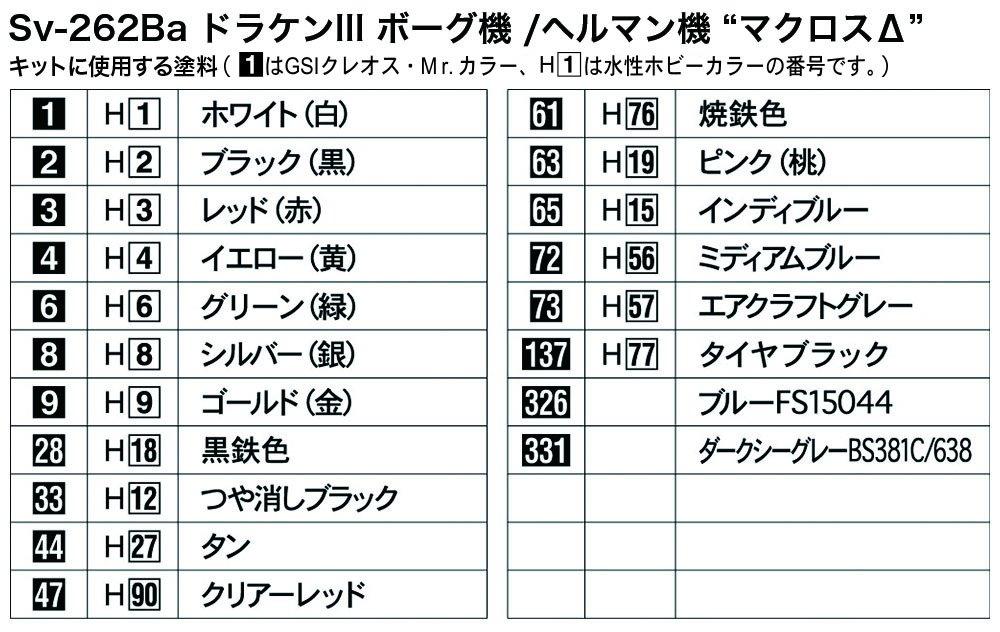 Hasegawa Macross Series Macross Delta Draken 3 Scale Plastic Model Kit 65835 Sv-262Ba Borg/Hermann 1/72