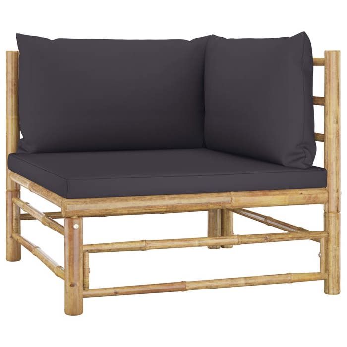 VidaXL Garden Lounge Set 4 Pcs with Dark Grey Cushions Bamboo