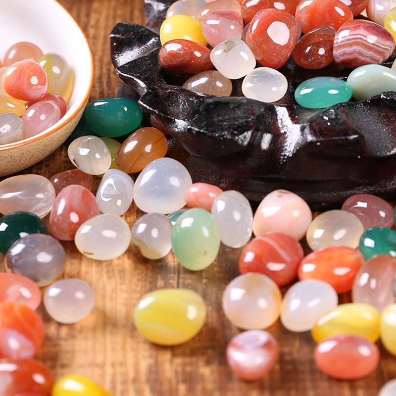 100G/Set Natural Mixed Agate Stone Tumbled Rainbow Crystal For Church Prayer Vase Filler Landscape Home Decor