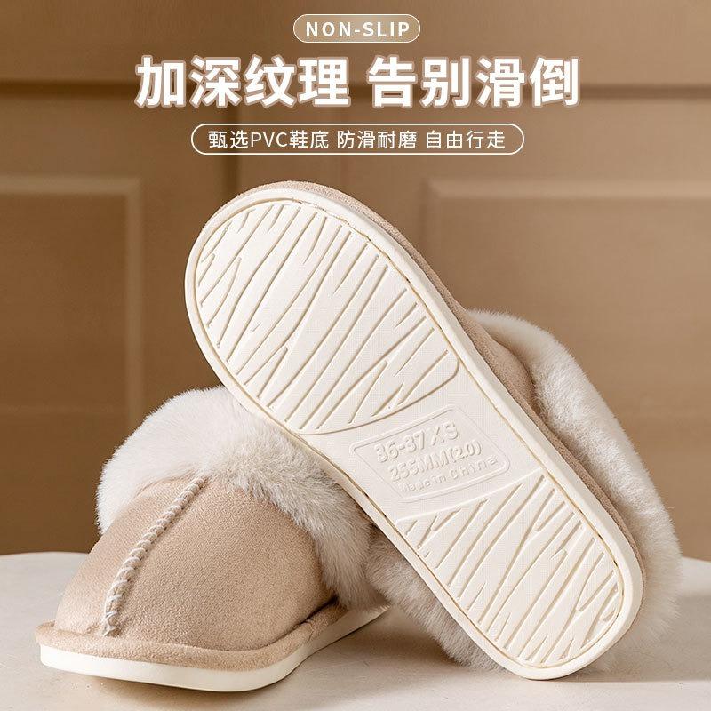 Хлопковые тапочки Противоскользящие плюшевые тапочки 42-43 кирпич красный — фото 3