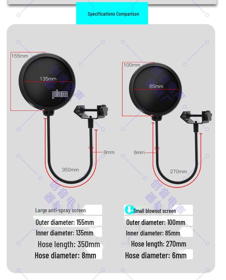 Double Layer Soundproof Anti-Pop Filter for Recording and Live Broadcast Microphones