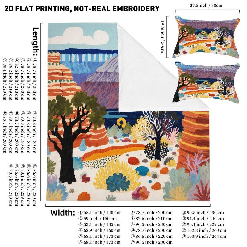 3Pcs Bedding Pillowcase Quilt Cover Set Modern Style Landscape Pattern 2D Digital Printing Suitable For Bedroom Dormitory Decor