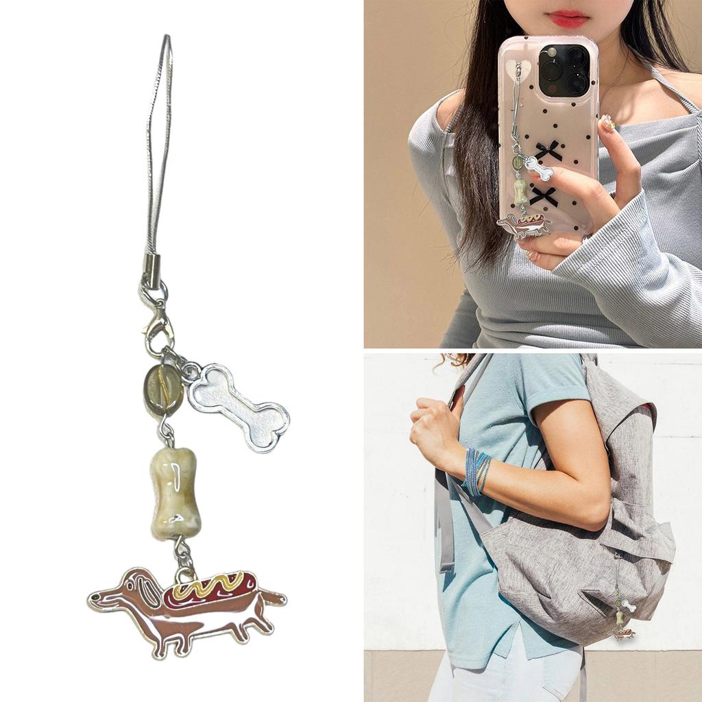 Cute Dachshund Dog Charm Phone Chain Trendsetting Sausage Dog Phone Chain Lanyard for Adding Personality To Devices