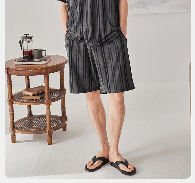 Xuan Liang Men's Sleepwear Summer Thin Modal Cotton Short Sleeved Shorts Casual Outerwear Cool Home Clothing Set