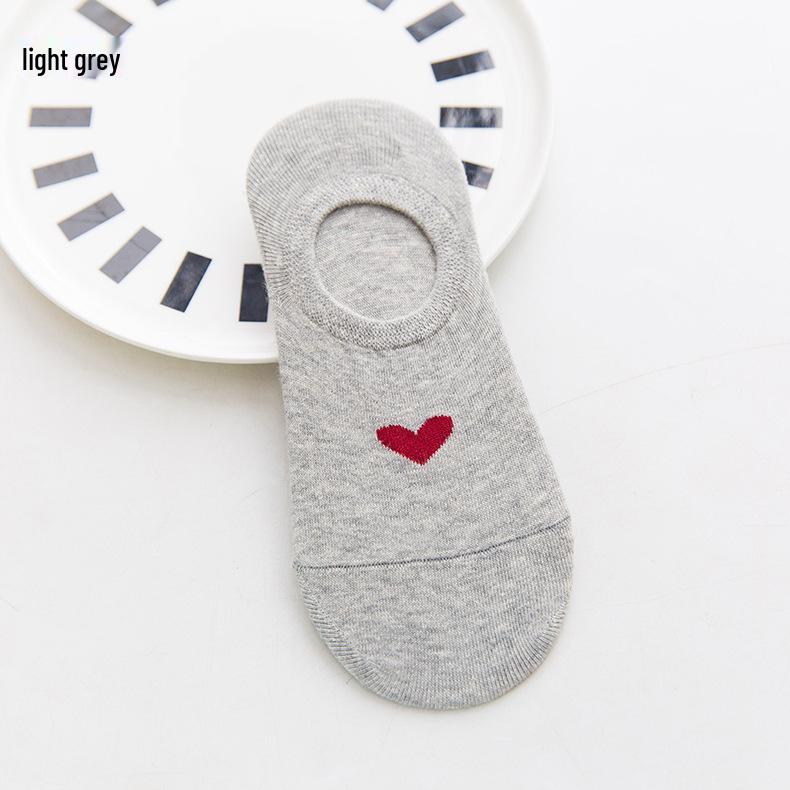 

Women s Cotton Heart Pattern No-Show Ankle Socks with Non-Slip Silicone One Size