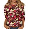 Women's Valentine's Day Print Fashion Casual 3/4 Sleeve Round Neck Top