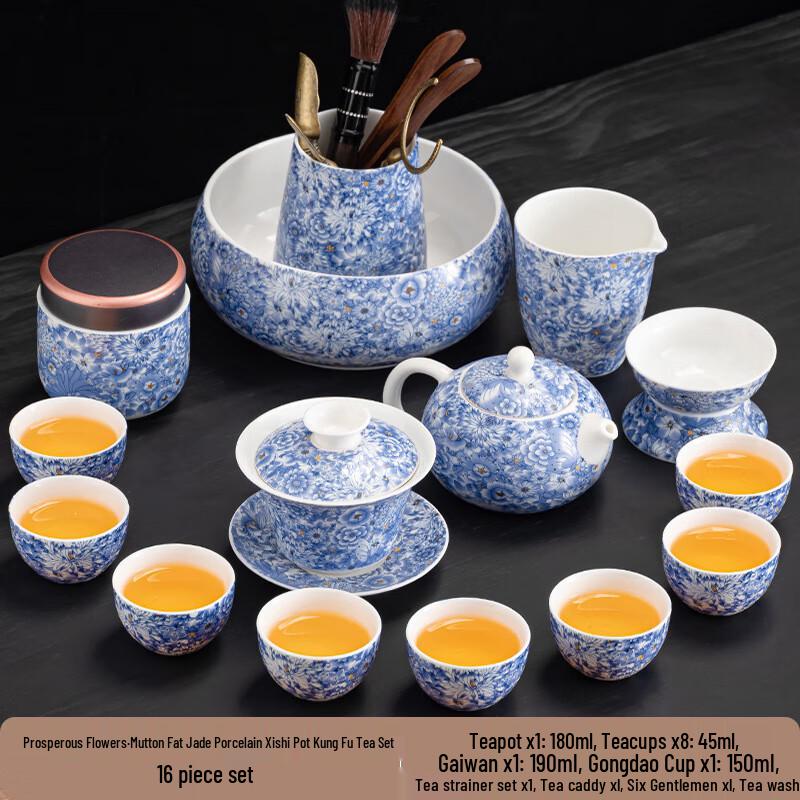 Chaxun White Porcelain Retro Floral Tea Set