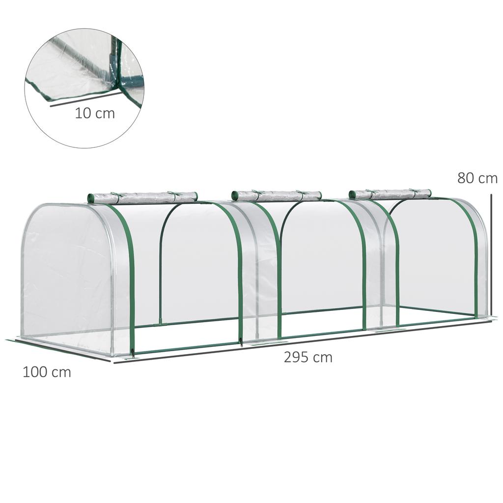 295 X 100 Cm Low Tunnel Greenhouse - Clear