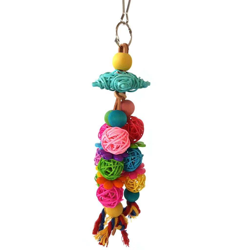 Bird Chewing Toy Parrot Toys Colorful Rattan Balls for Small and Medium Parrots
