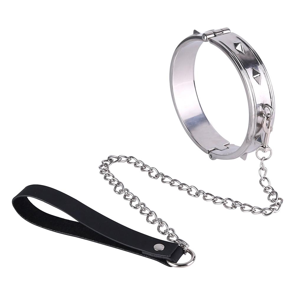 FISTSX High Quality 304 Stainless Steel Collar with Metal Chain Leash BDSM Bondage Kit Metal Collar Restraint Sex Toys