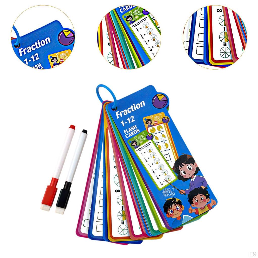 Kids Mathematics Flashcard with Binder Ring Reusable Tear Resistance 15 Card