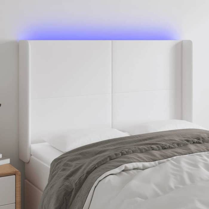 VidaXL Tête de Lit à LED Meuble de Chambre à Coucher Accessoire de Lit Double Tête de Cadre de Lit Intérieur Blanc 3123859