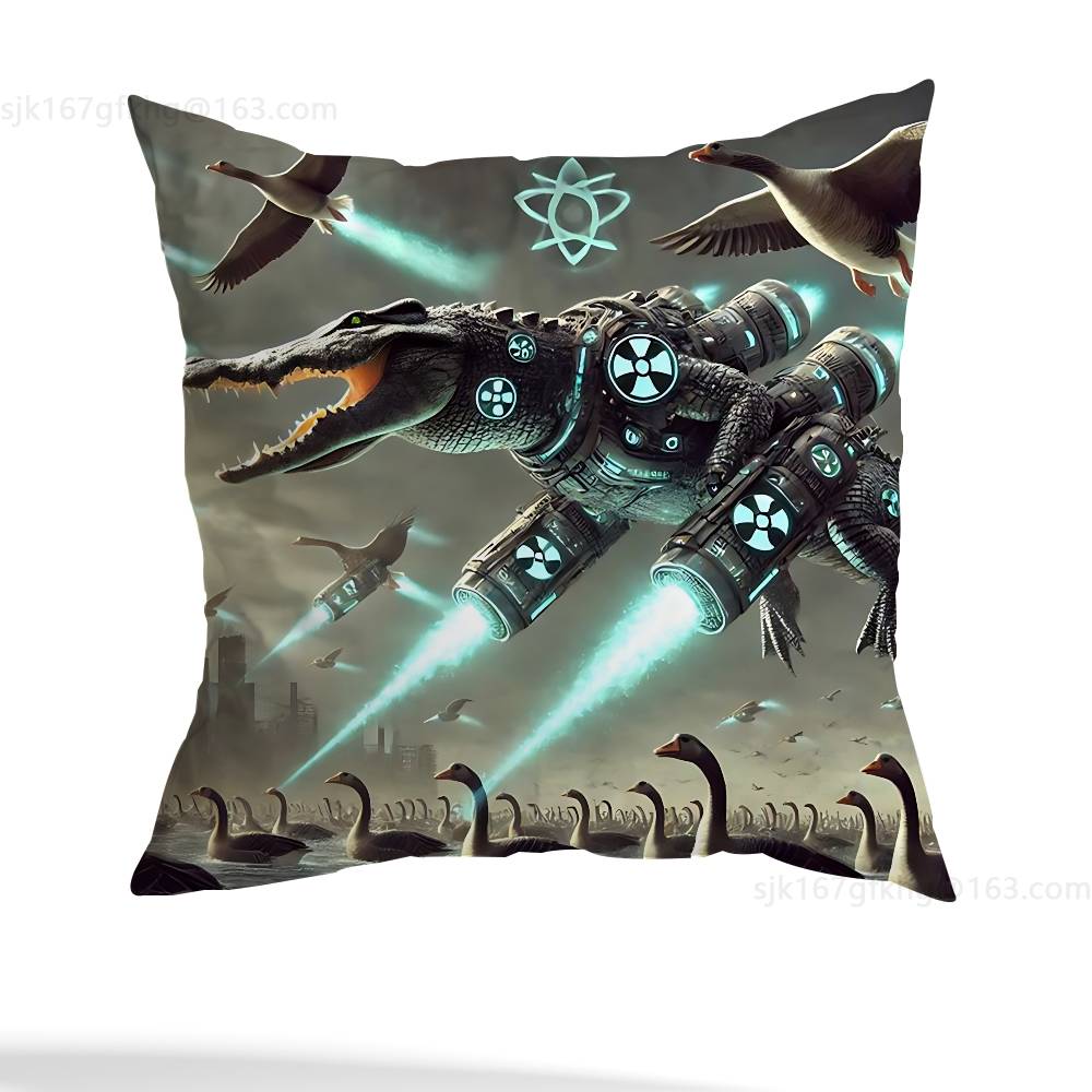 ITALlAN Brainrot Creative Pillow Case Anti-dustmite Pillowcase Invisible zipper silky short plush Sofa cushion cover
