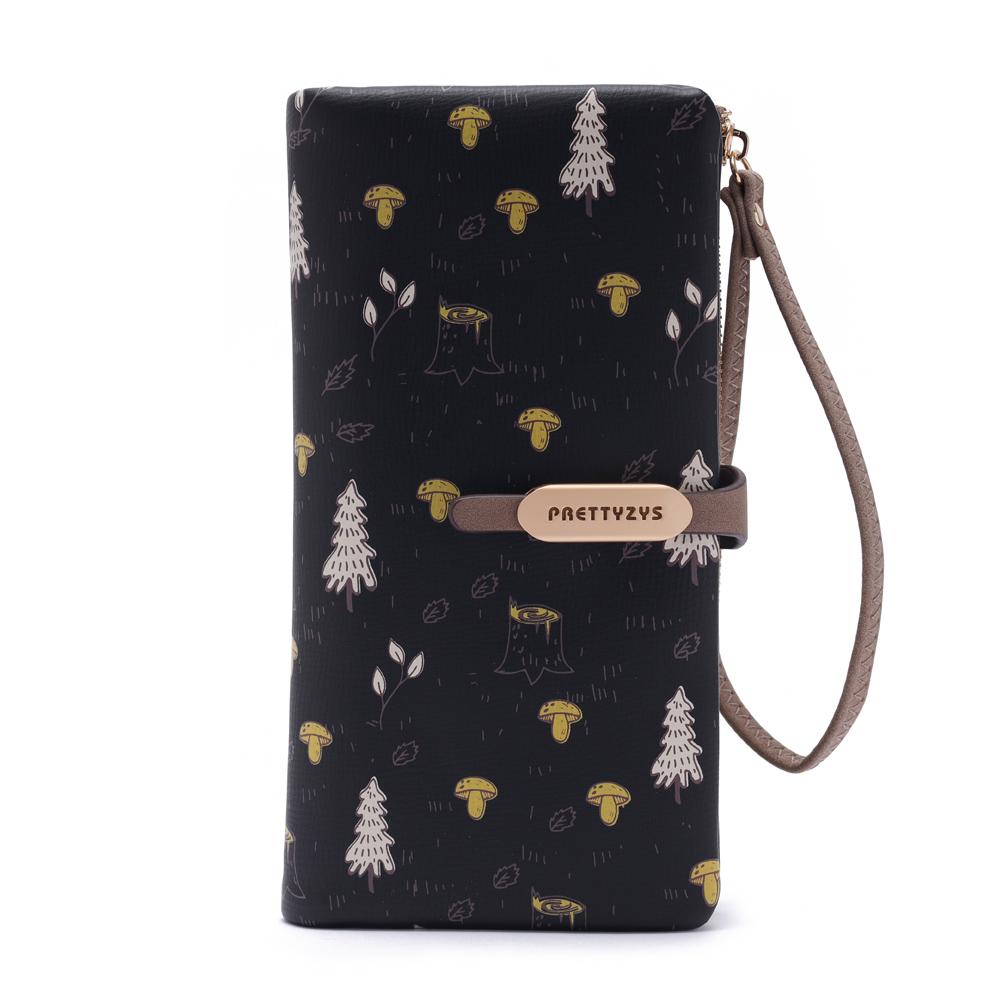 Portafoglio Lungo da Donna Fantasia Alberi Carini Design Foresta Ragazza Portamonete con Zip Signora Porta Documenti Carte di Credito Portafoglio a Busta in Pelle PU Borsa per Soldi
