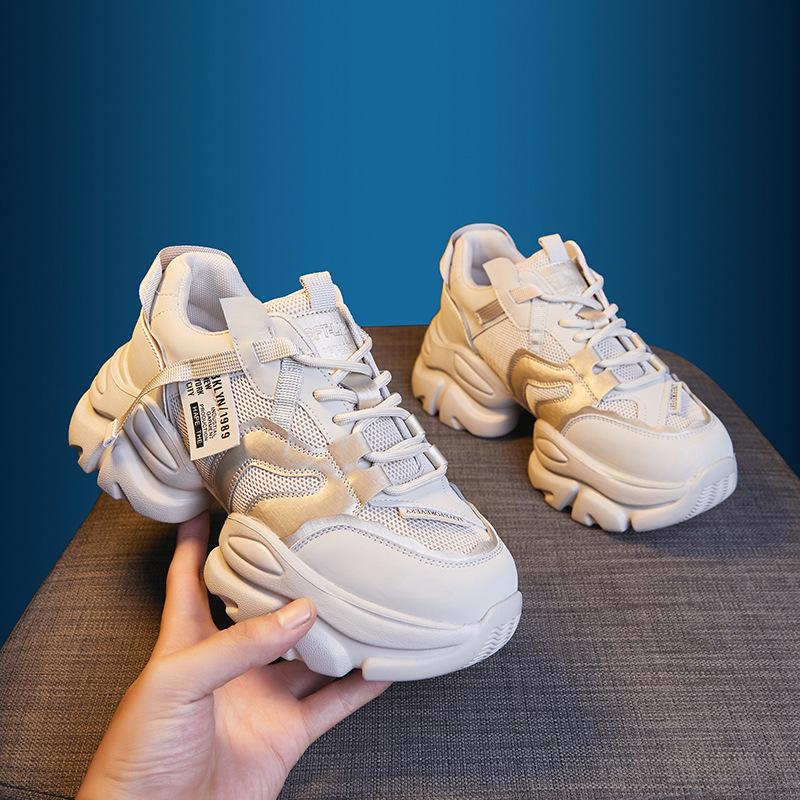 Dad Shoes Girl 2025 New Spring Breathable Casual Sneakers Thick-soled Height Increasing Single Shoes Versatile Mesh Shoes Children