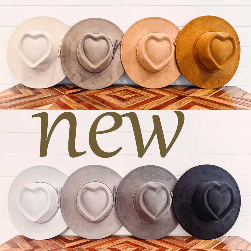 Heart-shaped Top Suede hat with same color accessories wide brim hat for men and women chapeau