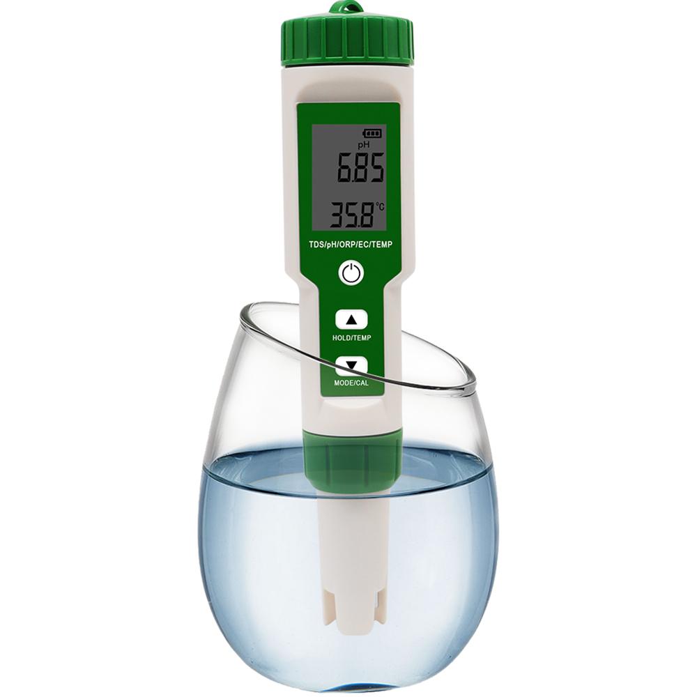 5 In 1 TDS/EC/ORP/Temperature/PH Meter Portable Water Quality Monitor Tester for Pools Drinking Water Aquariums