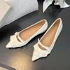 Bow Pointed Toe Women Flats Shoes Summer Shallow Cozy Shoes Dress Elegant Woman Sandals 2025 Trend Brand Female Zapatos
