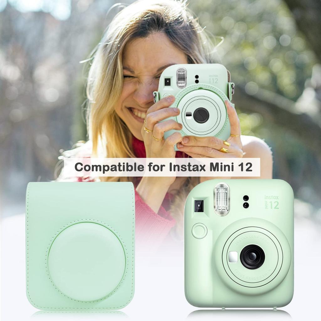 Kinokoo Instax Mini 12 Fujifilm Instax Mini 12 Camera Instax Opens with Shoulder Strap Included Case, Case, Case, Magnet, (Green)