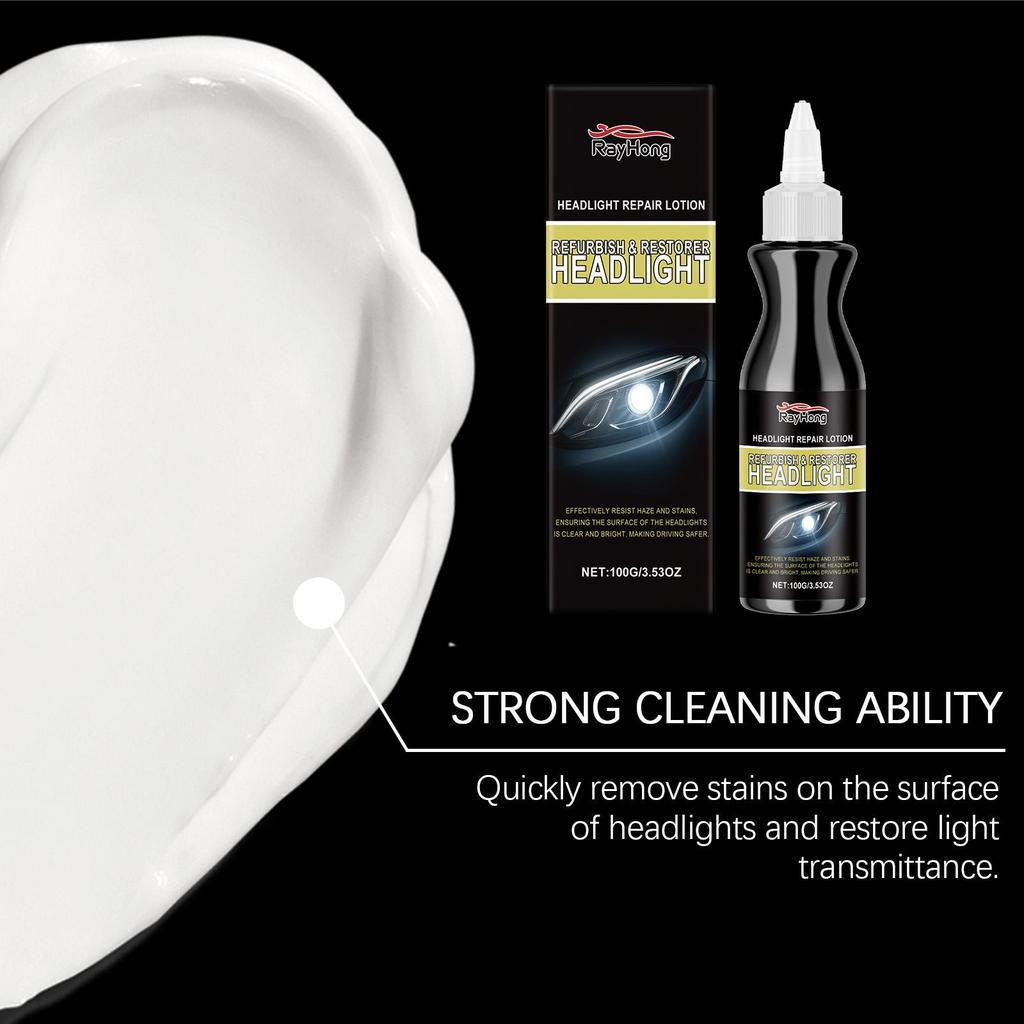 RAYHONG Automotive Headlight Care Cream Scratch Repair & Polishing Restorer for Car Headlights Gloss Enhancer 100g
