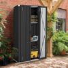 YODOLLA Tall Outdoor Garden Storage Cabinet with 3 Adjustable Shelves, Weatherproof Metal Cupboard for Garage Patio - Dark Grey