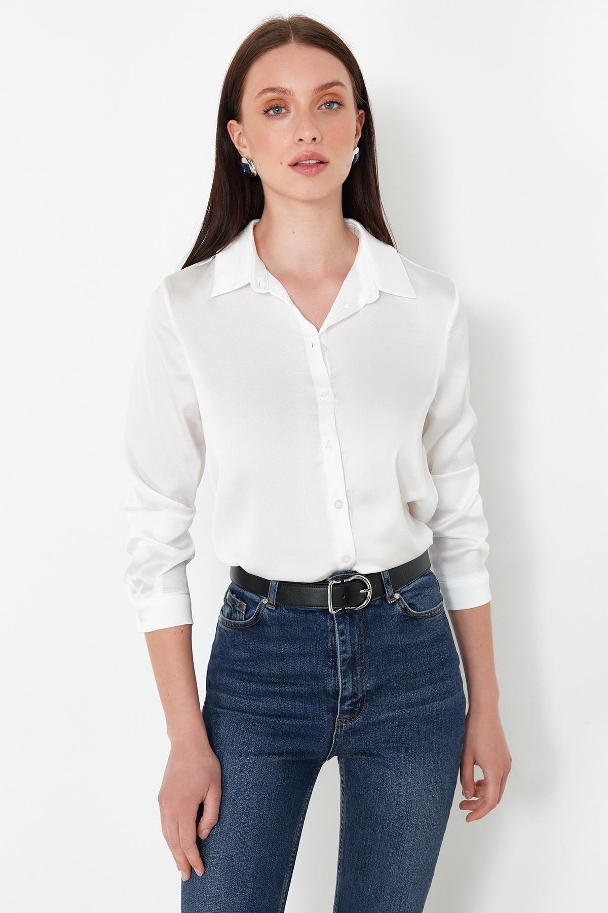 

Женская модная новая рубашка из атласной ткани цвета экрю