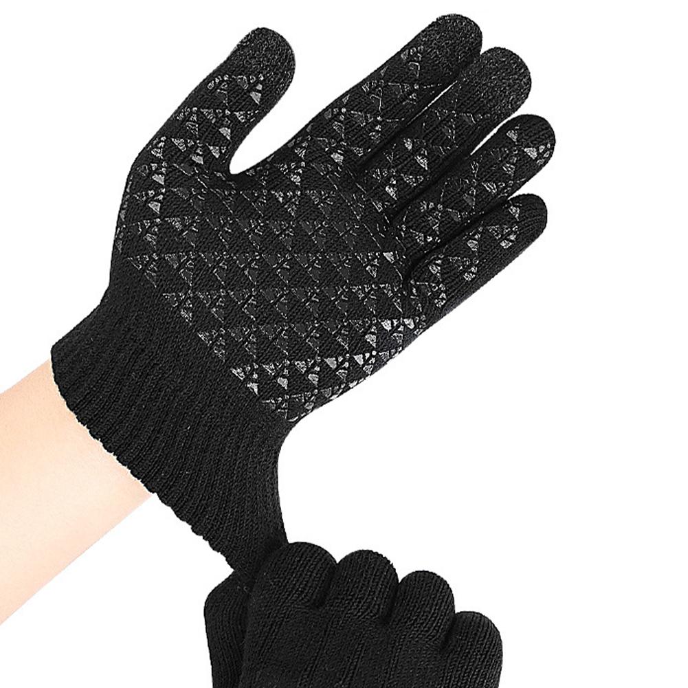 USB Heated Knitted Gloves Full Finger Gloves Thicken Thermal Knitting Mitts Winter Cycling Gloves for Outdoor Sports