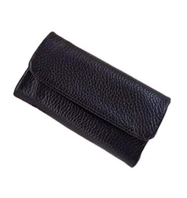 Mini Compact Leather Key Case with Buckle, Multifunctional, Simple Design, Soft Cowhide Leather, Couple's, Car, Unisex (Black)