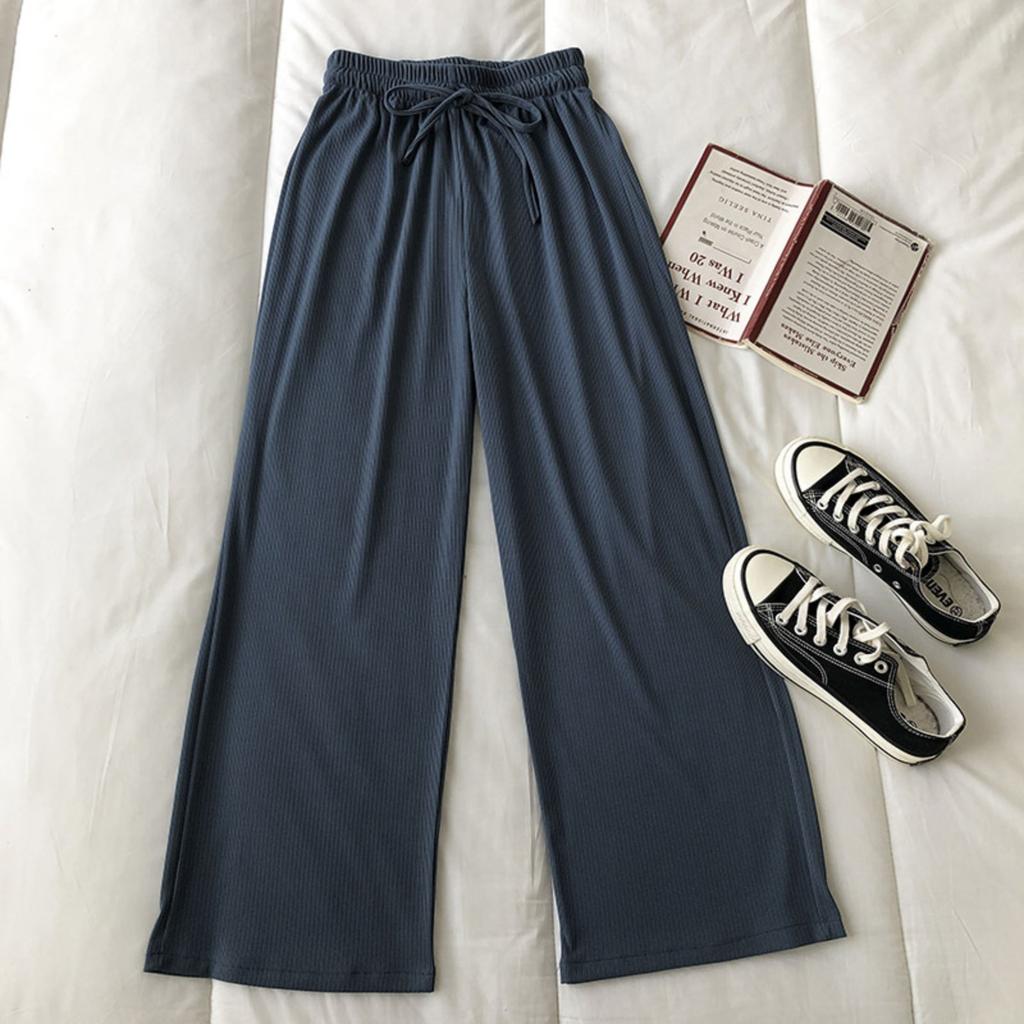 Elastic Waist Wide Leg Pants Women's Loose Straight Casual Pants